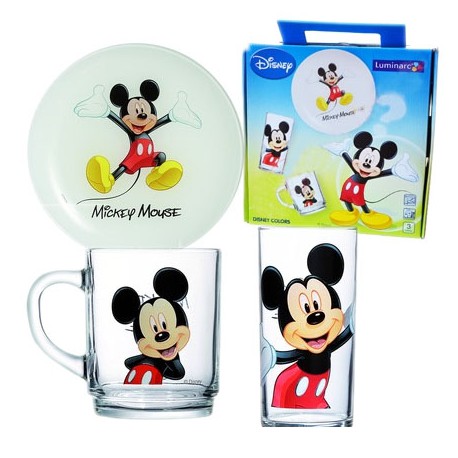 Luminarc Disney Colors Mickey 5320 набор 3пр (тарелка, кружка, стакан)